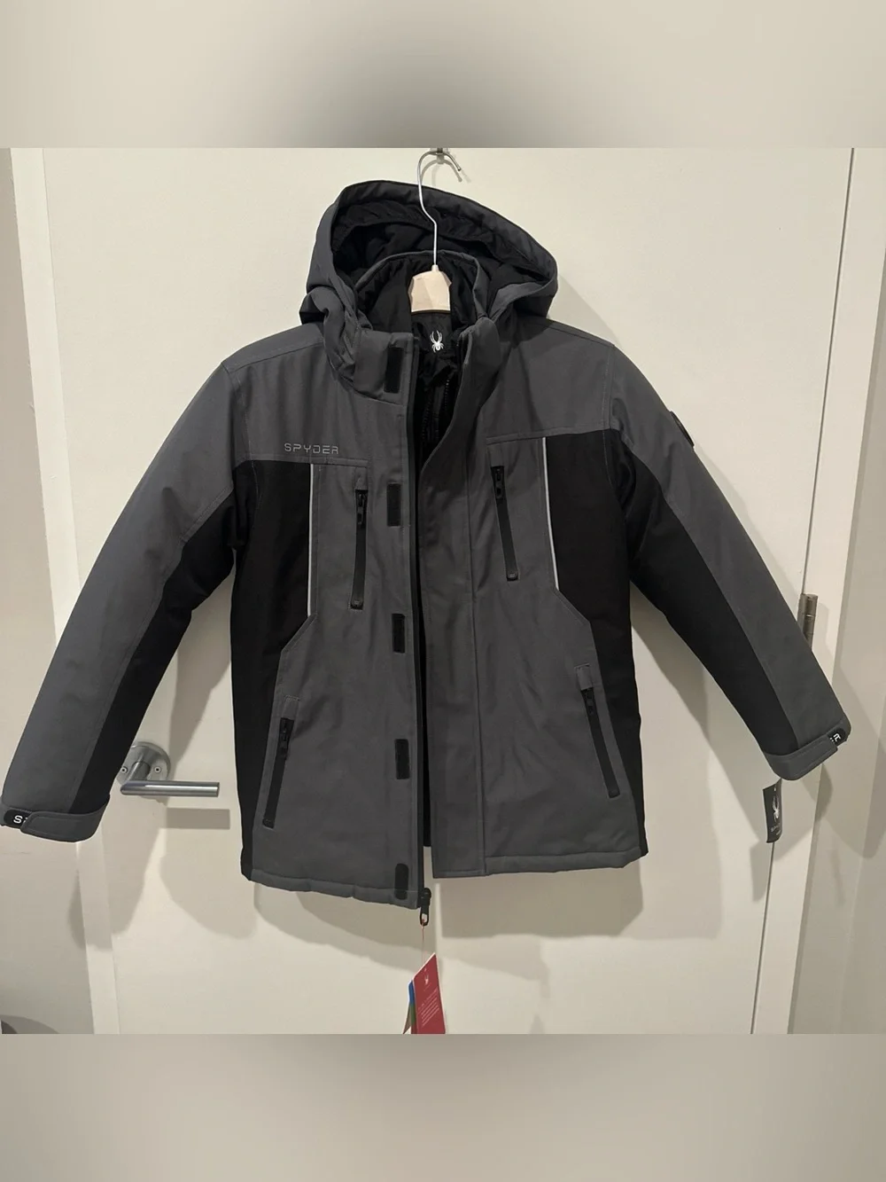 Spyder Boys 3-in-1 Systems Jacket Parka Detachable Hood Black Grey New M (10/12)